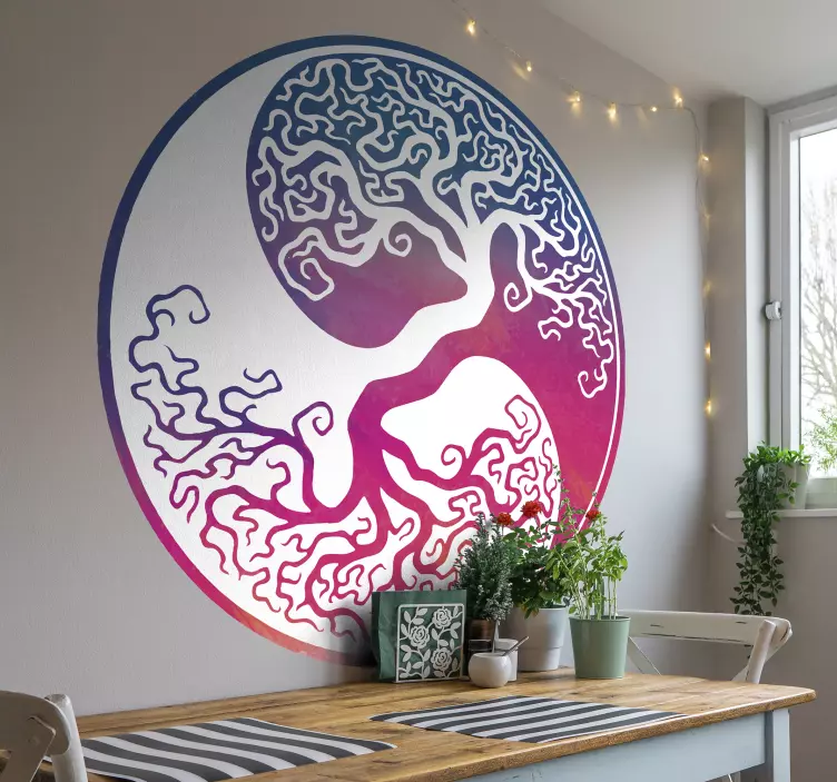 Yin yang tre liv trevegg klistremerke - Tenstickers