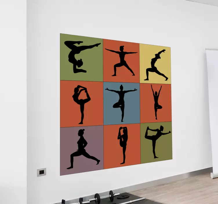 Yoga posisjoner vegg vinyl klistremerke - Tenstickers