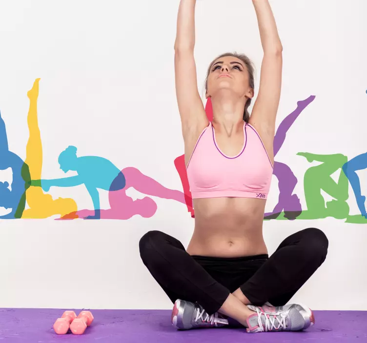 Yogastillinger stue veggdekor - Tenstickers