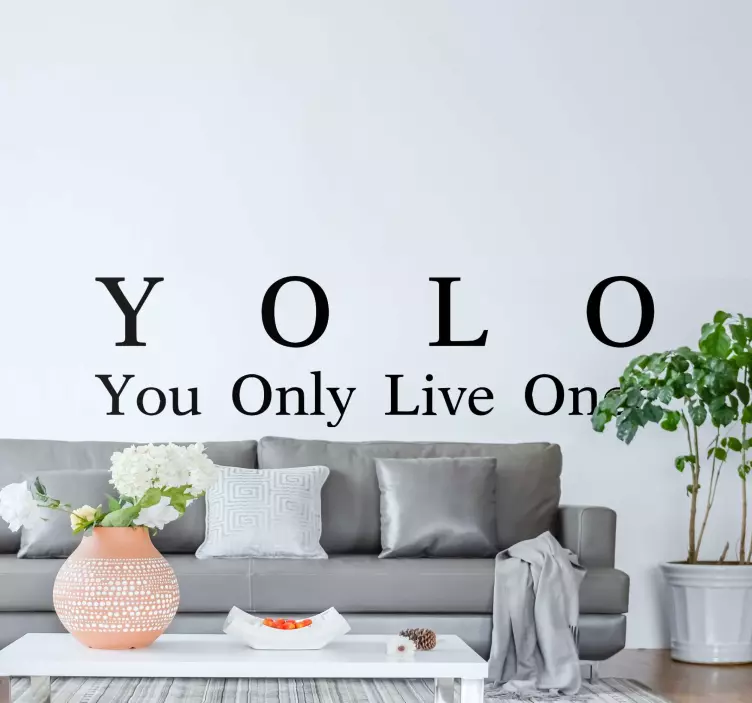 Yolo du lever bare en gang tekstveggklistremerke - Tenstickers