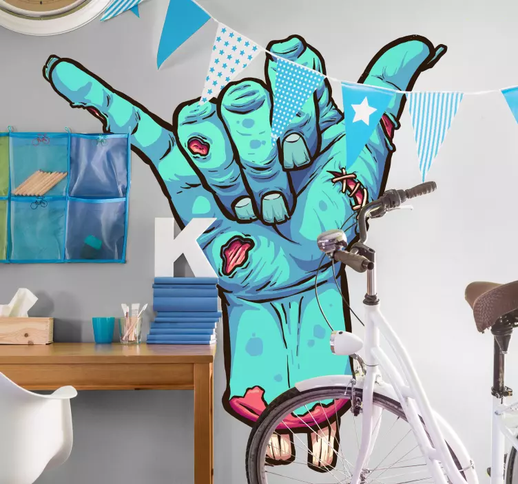 Zombie shaka henge halloween-klistremerke - Tenstickers