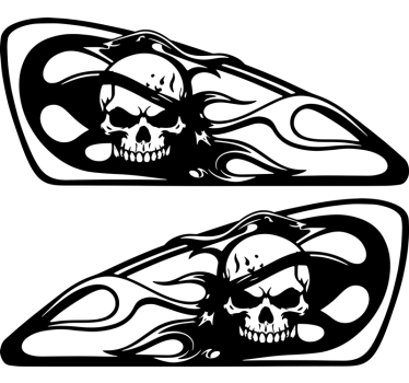 Hodeskalle i brann motorsykkel klistremerke - Tenstickers