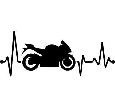 Motorsykkel klistremerke monokrom hjerterytme - Tenstickers