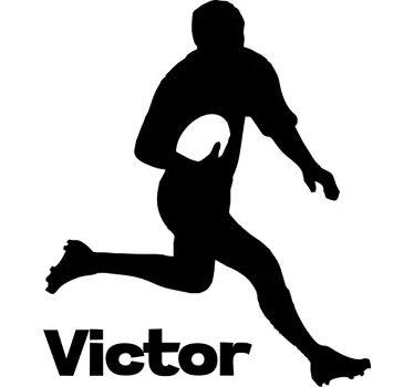 Personlig klistremerke for navnet på rugbyspilleren - Tenstickers