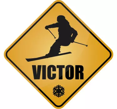 Ski med navn tilpassbar klistremerke - Tenstickers