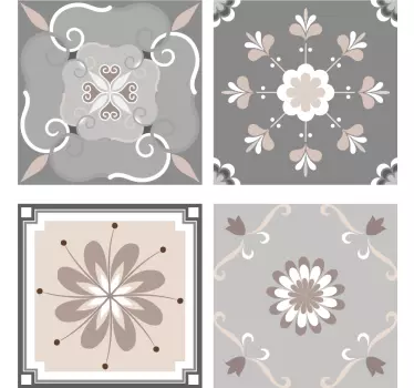 Beige ornamenter floral vegg klistremerke - Tenstickers