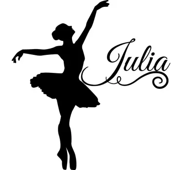 Silhoutte ballettdanser med navn dansemur-klistremerke - Tenstickers