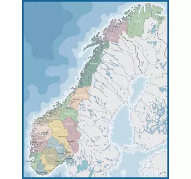 Kart over norge veggoverføringsbilde - Tenstickers