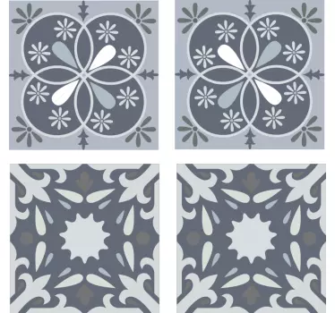 Blå original blomsterfliser overføringsoverføringsbilde - Tenstickers