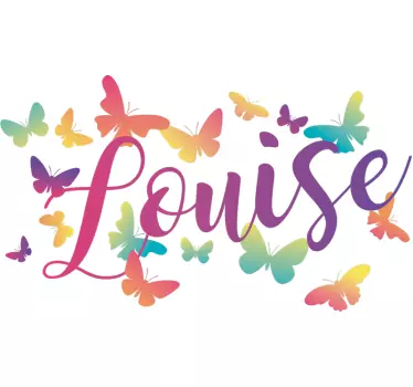 Gradient sommerfugler med navn tilpasset klistremerke - Tenstickers
