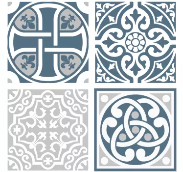 Blå og grå flisoverføringsmerke - Tenstickers