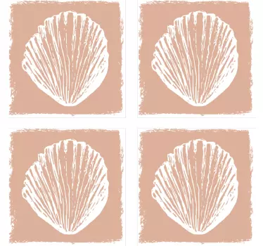 Retro skjell mønster beige fliser overføring dekal - Tenstickers