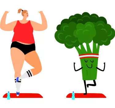 klistremerke med yoga og sunn mat - Tenstickers