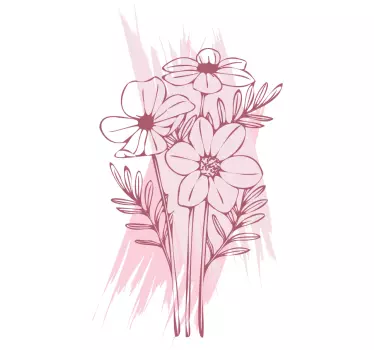 Tegnet blomster med glassdørklistremerke - Tenstickers