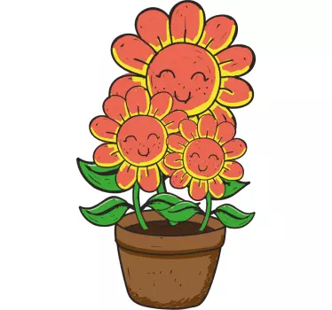 Tre glade blomster glassdør klistremerke - Tenstickers