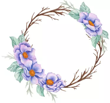 Blomsterramme med tørkede grener glassdørklistremerke - Tenstickers