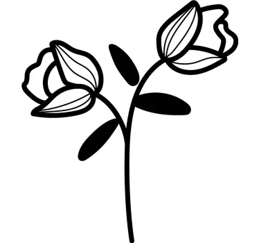 Silhoutteblomst med blått glassdørklistremerke - Tenstickers