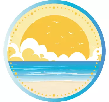 Strandsolnedgangsscene klistremerke klokke - Tenstickers
