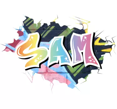 ødelagt vegg med fargerik graffiti med navn dekal klassikere - Tenstickers