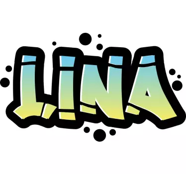 Blått og gult graffitti navn dekal klassikere - Tenstickers