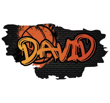 Oransje graffitti -navn med basketball dekal klassikere - Tenstickers