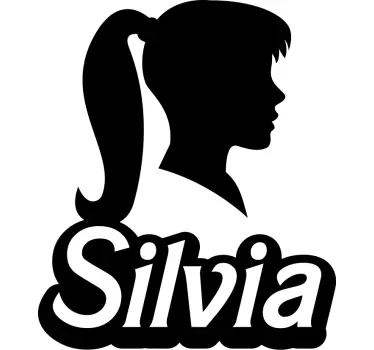 Silhuett klistremerke med navn til pige - Tenstickers