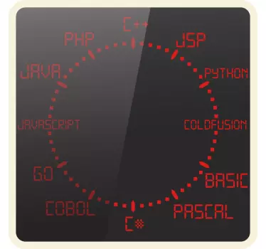 Programmerings språk klistremerker klokke - Tenstickers