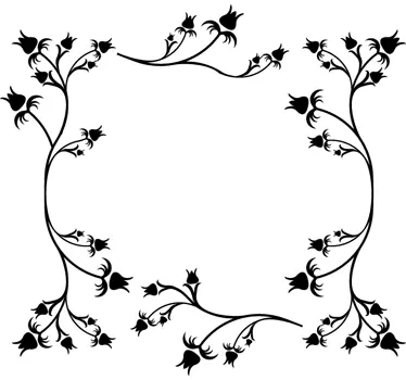 Blomstermotiv med roseramme - Tenstickers