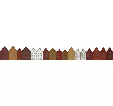 Bryggen i bergen veggen klistremerke - Tenstickers