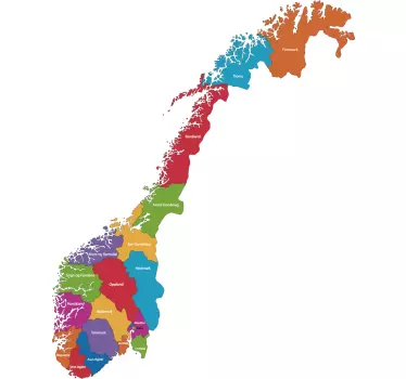 Fargerike norway kart klistremerke verdenskort vegg klistremerke - Tenstickers