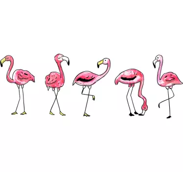 Flamingo vegggrense klistremerke - Tenstickers