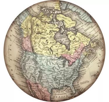 Kart over nord-amerika klokkeveggklistremerke - Tenstickers