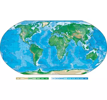 Oval world map decal - Tenstickers