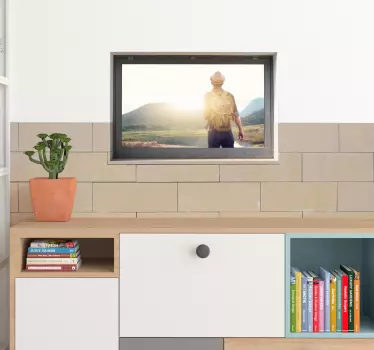 Veggmural med eget bilde stue vegg innredning - Tenstickers