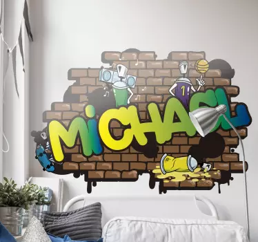 Graffiti navn murstein bakgrunn urban dekal - Tenstickers
