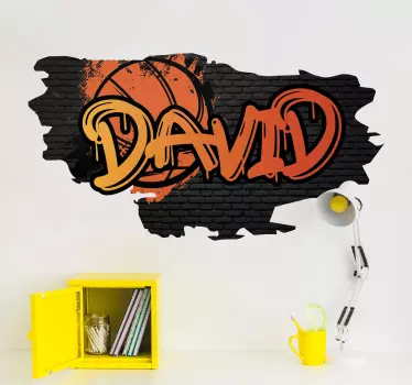 Oransje graffitti -navn med basketball dekal klassikere - Tenstickers