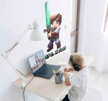 Karakter med sverd i pixlerKarakter med sverd i pixler spill deka - Tenstickers