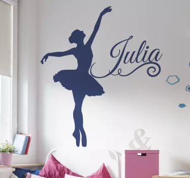 Silhoutte ballettdanser med navn dansemur-klistremerke - Tenstickers