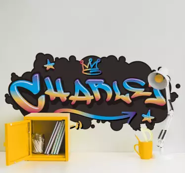 Graffiti navn konkret bakgrunn urban dekal - Tenstickers