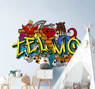 Full farge graffiti med personlig navn urban dekal - Tenstickers