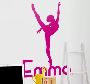 Ballerina med navnet silhuett dans klistremerke - Tenstickers
