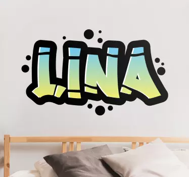 Blått og gult graffitti navn dekal klassikere - Tenstickers