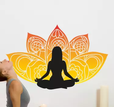 Blomster yoga pose veggdekor - Tenstickers