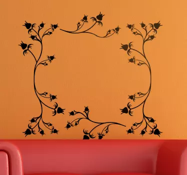 Blomstermotiv med roseramme - Tenstickers