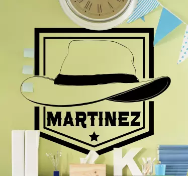 Cowboyhatt med navn på veggoverføringsbilde - Tenstickers