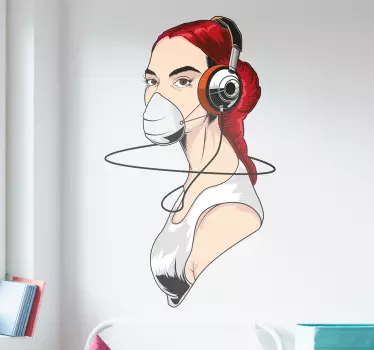 Elsker musikk jente dekal - Tenstickers