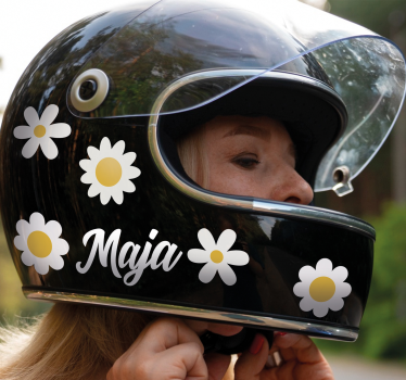 Enkelt blomsterdesign med navn motorsykkel klistremerke - Tenstickers