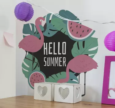 Flamingo bakgrunn med personlig tekstvindueskilt - Tenstickers