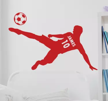 Fotballspiller og numbe klistremerker med navn - Tenstickers