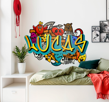 Full farge graffiti med personlig navn urban dekal - Tenstickers